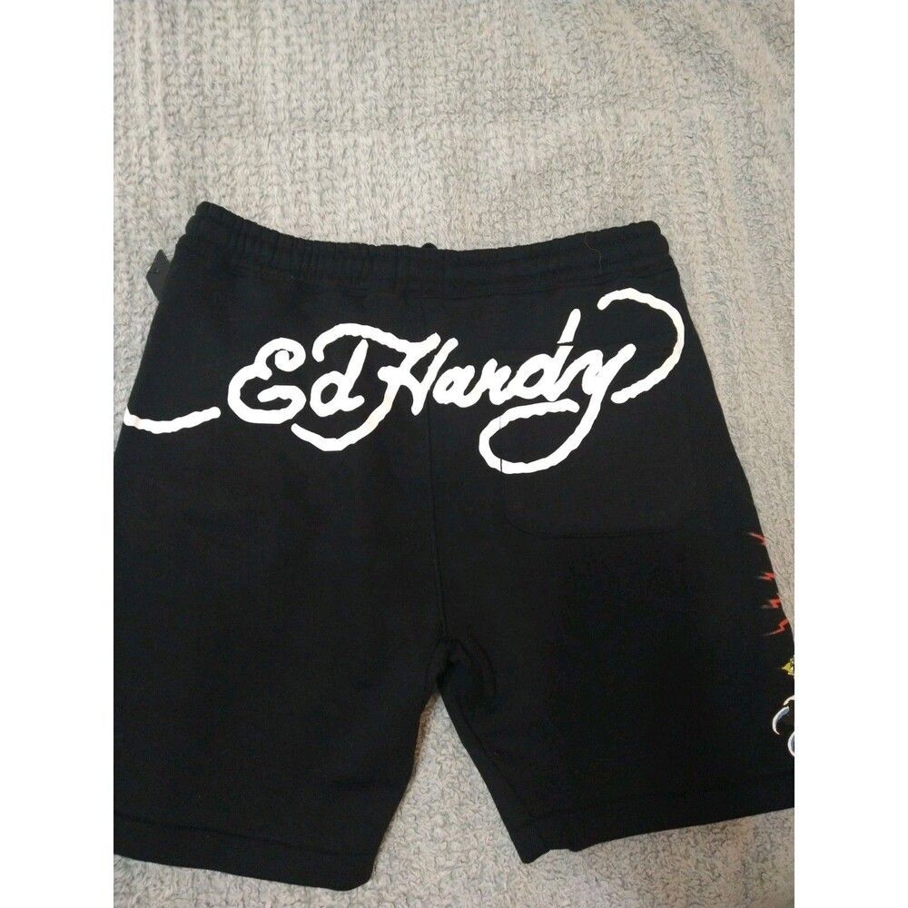 Ed Hardy Sweat Logo Shorts Lrg Black Y2K Logo - Picture 6 of 12